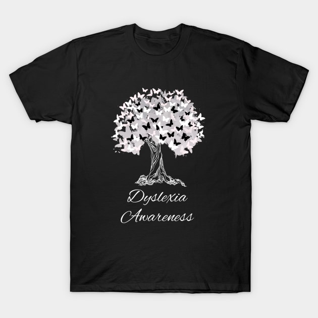 Dyslexia Awareness Tree With Butterflies T-Shirt by MerchAndrey